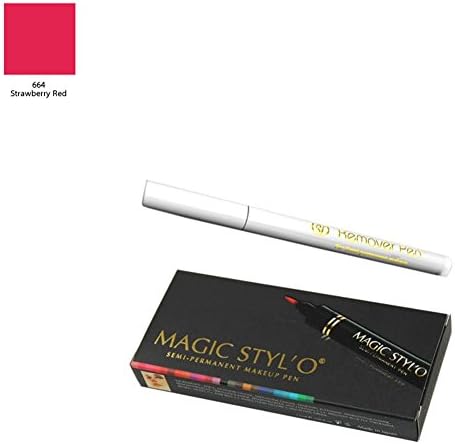 Bundle of 2 Items: Magic Stylo Semi Permanent Makeup Pen in Strawberry Red with Remover Pen
