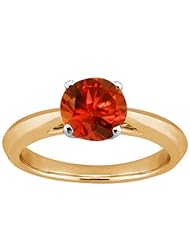 1.10 Ct Round Cognac Red SI1/SI2 Diamond 14K Yellow Gold Solitaire Ring