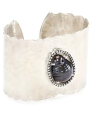 Jordan Alexander "Slice" Silver and Exterior Peacock Pearl Slice and Diamond Cuff Bracelet