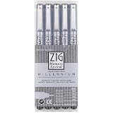 Millennium Black Pen, 5/Pkg: .005, .01, .03, .05, .08 Lines