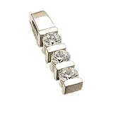 14kt White Gold Designer Style Three Stone Diamond Pendant