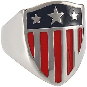 Stainless Steel Flag Ring, Well Polished and Nice Epoxy