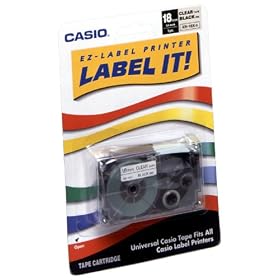 Click here to buy Casio XR-18X2S 18mm Labelling Tape (Black on Clear) by Casio.