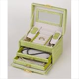 Budd Leather Croco Grain Calf Jewelry Box in Lime 540368CR-39