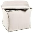 Storage Ottoman W/brass Button Shantung Parchment