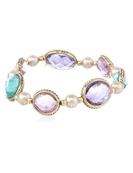 Napier "Purple Sunset" Gold-Tone, Green, Purple Stretch Bracelet, 2.25"