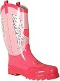 CLEARANCE Women's Pink Cowboy Waterproof Rubber Rain Boots