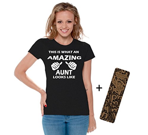 Awkwardstyles Women's This Is What An Amazing Aunt Looks Like T-shirt + Bookmark