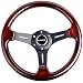 NRG 330MM Deep Dish Steering Wheel Classic Wood Grain 3 Spoke Black Rivet & Horn