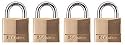 Master Lock 3/4-Inch Keyed-Alike Wide Padlocks, Solid Brass, 4-Pack #120Q