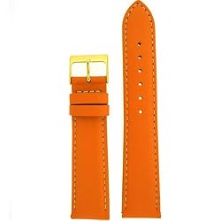 Watch Band Genuine Soft Leather Orange 18mm