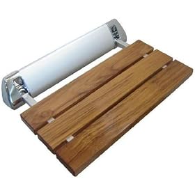 Wall mounted teak shower seat