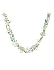 Aquamarine, Apatite, & Rainbow Moonstone, Sterling Silver Clasp, Necklace 17"