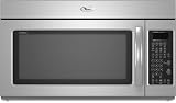 Whirlpool GMH5205XV 2.0 cu. ft. Over-the-Range Microwave Oven with 300 CFM Ventilation, 1,100 Cooking Watts, Steam Cooking, 6th Sense Sensor, Hidden Vent and Convertible to Recirculation