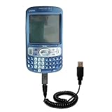 Gomadic for the PalmOne Treo 800 - Coiled Power Hot Sync and Charge USB Data Cable w/ Tip Exchange for the PalmOne Treo 800 - Gomadic Brand