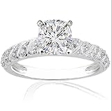 0.65 Ct Cushion Cut Diamond Engagement Ring Pave 14K VVS2-F GIA CUT:EXCELLENT