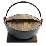Cast Iron Noodle Pot / Nabe 7 w/ Wooden Lid & Base