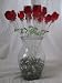 Red Crystal Bouquet of Roses with Green Leaves - 13.5" Each (Red Crystal Bouquet - One Dozen)