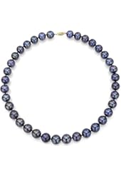 14k Yellow Gold Round Akoya Cultured High Luster Pearl Necklace - An Over-stock Sale, 18"