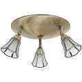 Globe Blossoms Three-Light Flush Mount Ceiling Fixture, Antique Brass with Frosted Globes #5753801