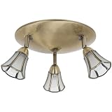 Globe Blossoms Three-Light Flush Mount Ceiling Fixture, Antique Brass with Frosted Globes #5753801