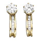 14K Yellow Gold 1/5 ct. Baguette Cut Diamond J-Hoop Earring Jackets