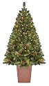 GKI Bethlehem Lighting Pre-Lit 5-Foot PE/PVC Christmas Tree in Square Metal Pot with 150 Clear Mini Lights, Canterbury