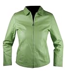 Ladies Pastel Green Leather Jacket