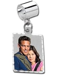 Sterling Silver Petite Rectangle Pandora Style Picture Charm 1/2 inch x 3/4 inch Sterling Silver