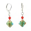 Earrings - E141 - Millefiore Diamonds ~ Green