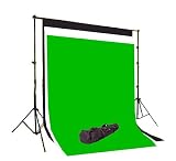 CowboyStudio 5 X 10 Black, White and Chromakey Green Muslin Backdrops with Support System and Carry Bag