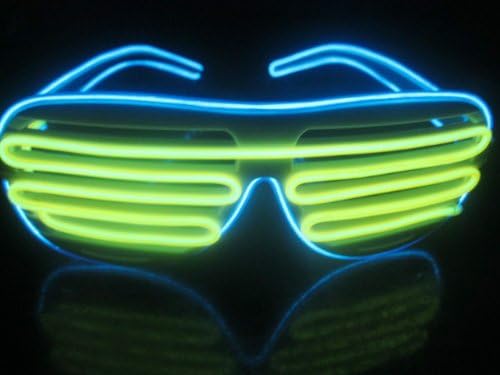 Light Up El Wire shutter glasses(White+Blue and Yellow mixed) , --Battery Powered