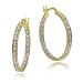 18k Gold Overlay Sterling Silver Diamond-Accent Hoop Earrings
