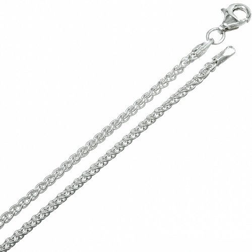 2mm .925 Sterling Silver Wheat Link Basket Rope Chain Necklace