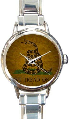 Personalized Watch Gadsden Flag Don't Tread On Me Round Italian Charm stainless steel Watch