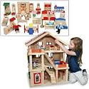 Giant Three-Story Wooden Dollhouse with Furniture