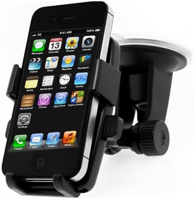 Car Phone Holder for Hands Free Driving. Windshield Mount Universal Mobile Phone Holder with Snap-In One Touch Feature Works With the Push of a Finger. Adjustable Cell Phone Mount for iPhone 4S/5/5S/5C, Android, Blackberry, HTC, Motorola, Samsung Galaxy S3/S2, Garmin and Tomtom GPS. 100% Satisfaction Money Back Guarantee.