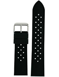 Watch Band Silicone Rubber Black Breathable Strap Waterproof Stainless Buckle 20 millimeters