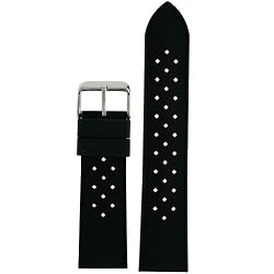 Watch Band Silicone Rubber&nbsp;Black Breathable Strap Waterproof Stainless Buckle 24 millimeters