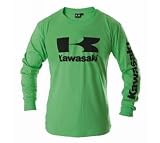 Kawasaki Stacked Logo Long Sleeve T-Shirt. 100% Cotton. K008-2000-GN