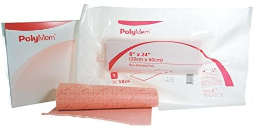 PolyMem Non-Adhesive Wound Dressing, Sterile, Foam, 8' x 24' Pad, 5824 (Case of 2)