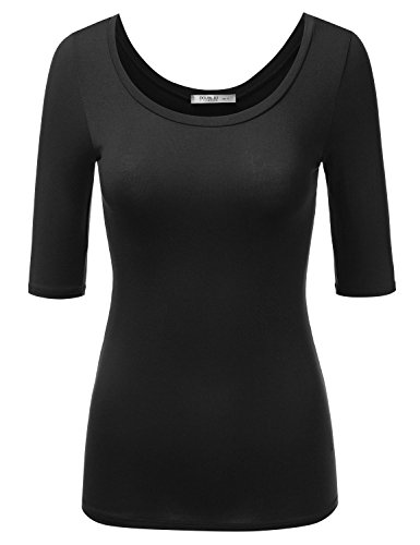 JJ Perfection Women's Basic 3/4 Sleeve Scoopneck T-Shirt