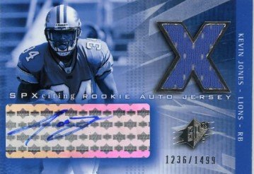 Kevin Jones Detroit Lions 2004 SPx #213 Rookie Auto/Jersey Football Card