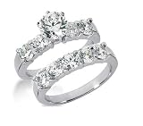 1.60CT F-G Color SI1 Clarity 14KT White Gold Diamond Engagement Ring Set