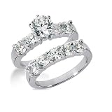 1.60CT F-G Color SI1 Clarity 14KT White Gold Diamond Engagement Ring Set