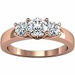 14K Rose Gold Diamond Three-Stone Engagement Ring - 1.00 Ct.