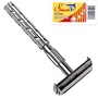 Parker 22R - Long Handle Butterfly Open Double Edge Safety Razor & 10 Shark Super Chrome Blades