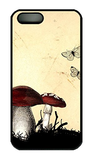 iPhone 5S Case, iPhone 5 Cover, iPhone 5S Vintage Mushroom Hard Black Cases
