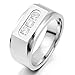 INBLUE Men's Stainless Steel Ring Band CZ Silver Tone Wedding