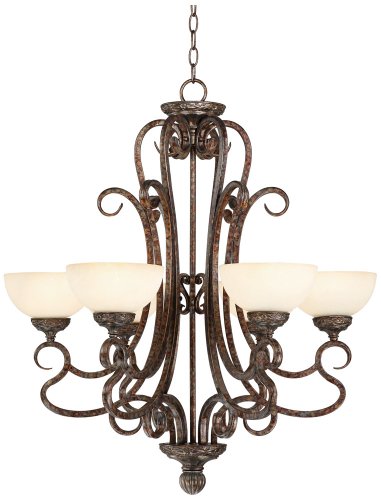 French Bronze Scroll 28 Wide Chandelier
